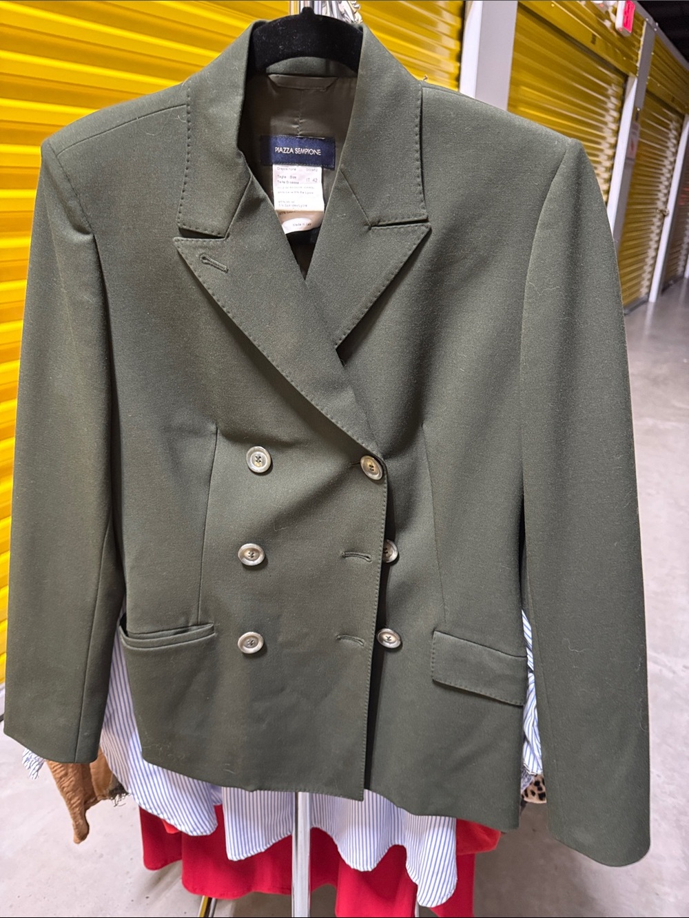 Piazza Sempione Olive Green Double-Breasted Blazer